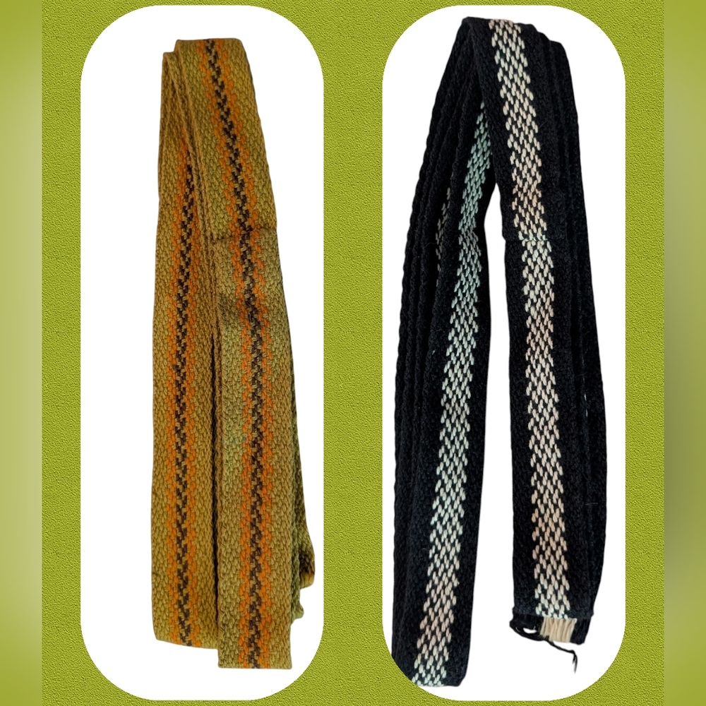 Vintage Handwoven Belts Black Orange Tan White Set Of 2‎